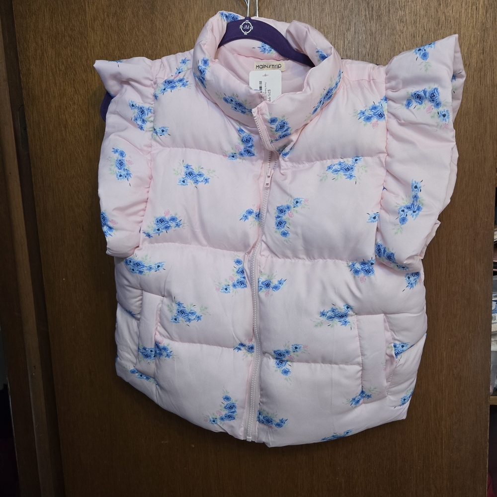 Adorable MainStrip Baby Pink Blue Floral Puffer Vest